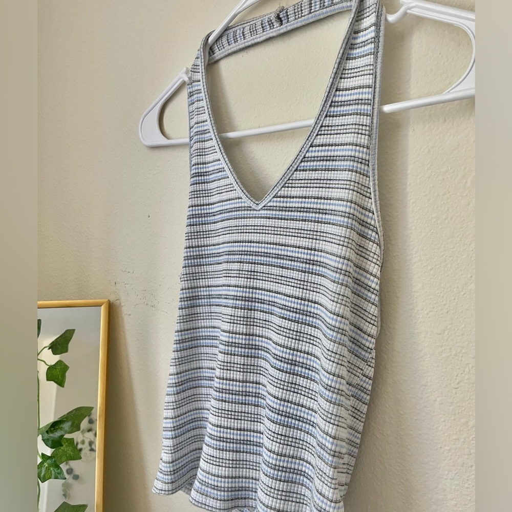 s ae blue striped halter top